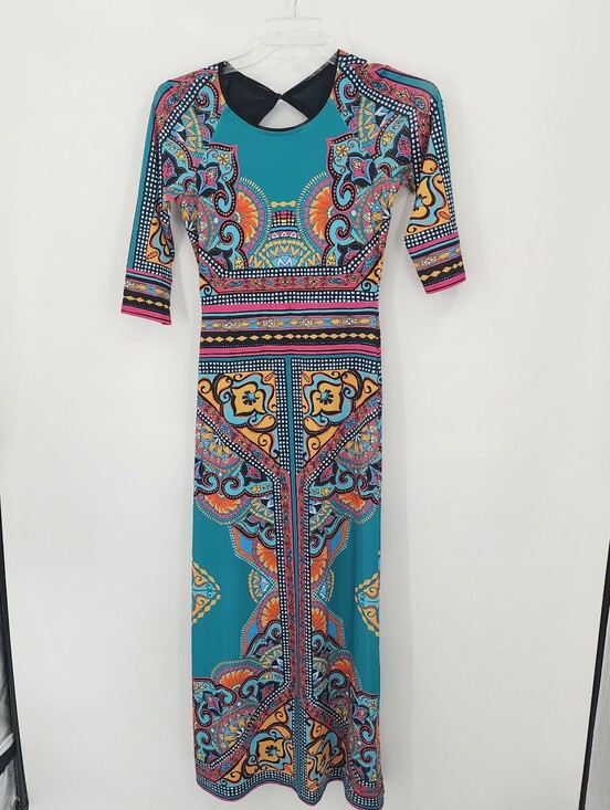 Hale Bob Dresses & Skirts - Hale Bob Boho Maxi Dress, XS Teal Abstract Design